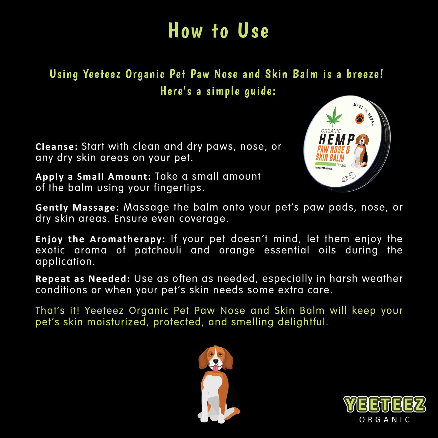 Organic Pet Paw, Nose and Skin Balm